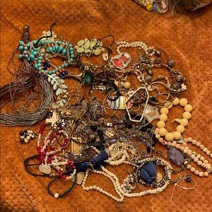 Crafting Lot C 2.7lbs of assorted beads metals and other items